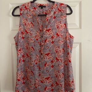Adrianna Papell Summer Floral Sleeveless Blouse, L